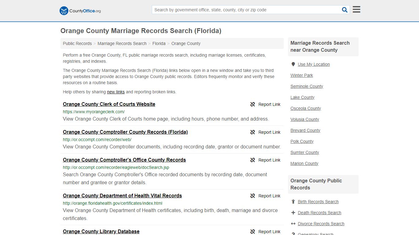 Marriage Records Search - Orange County, FL (Marriage Licenses ...